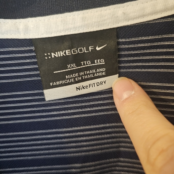Nike Mens Dri-Fit Tour Performance Golf Polo Shirt Navy Blue White Striped XXL - Picture 2 of 6